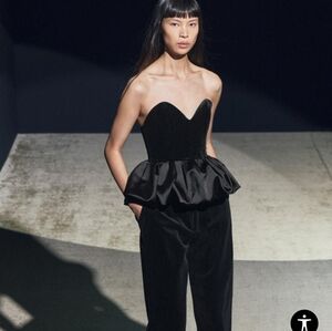 Zara Black Cocktail Top with Sweetheart Neckline and Peplum